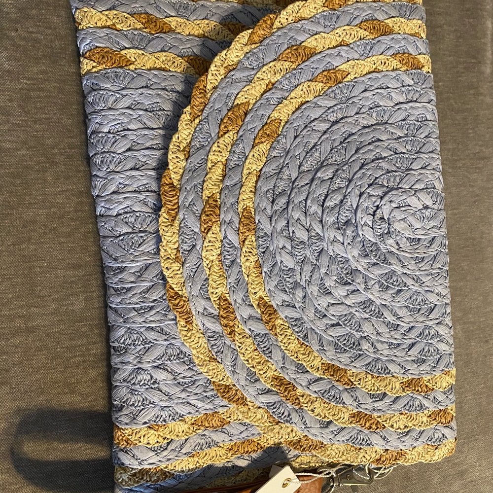 Woven Blue and Cream Clutch